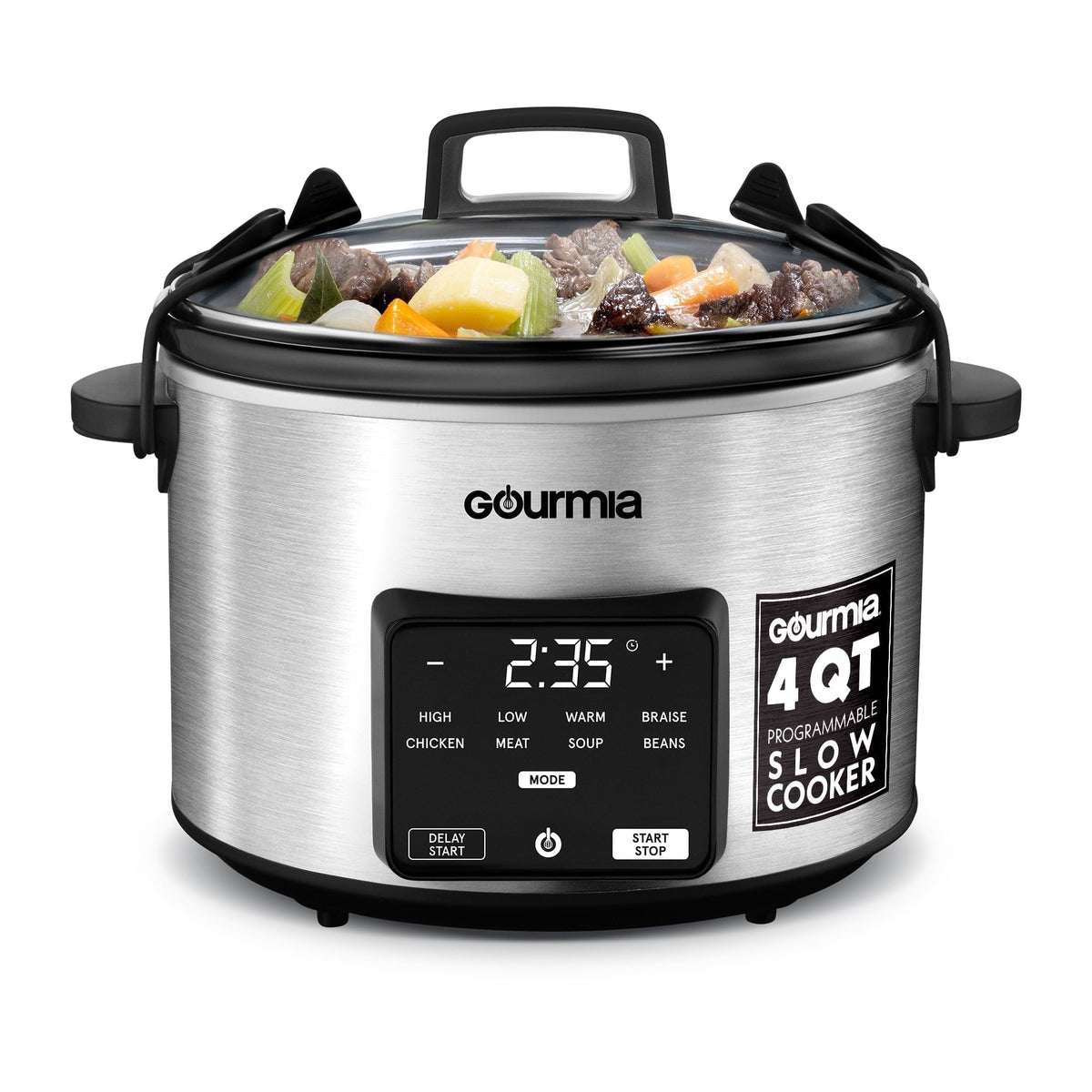 Gourmia Programmable Slow Cooker 4.5 Qt with Digital Controls and Auto Keep Warm, Black
