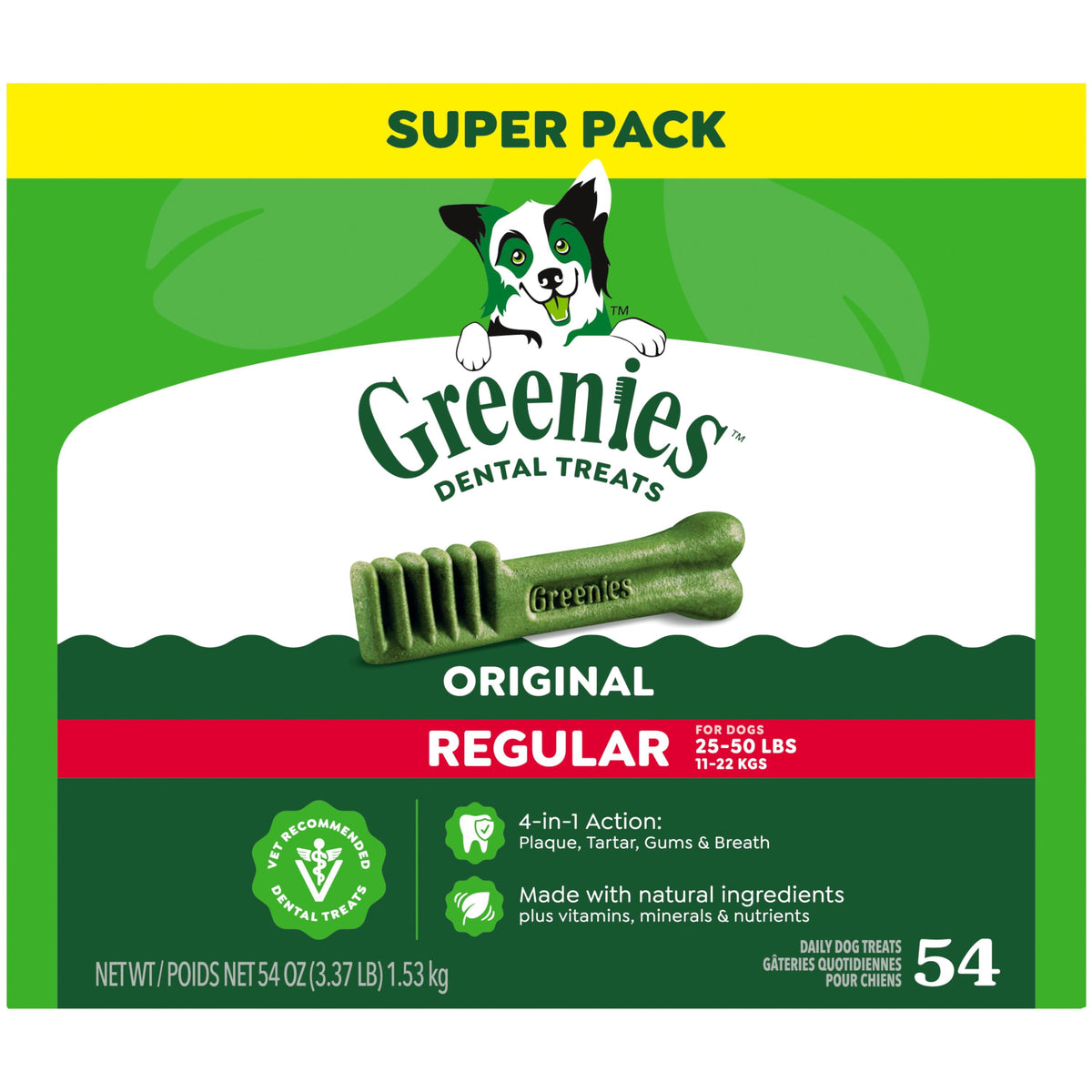 Greenies Original Flavor Natural Dental Dog Treats, Regular Size, 36 oz Pack, 36 Count