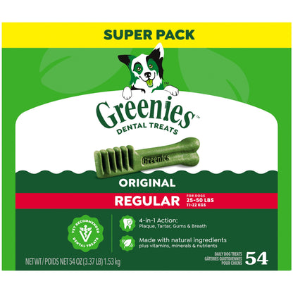 Greenies Original Flavor Natural Dental Dog Treats, Regular Size, 36 oz Pack, 36 Count