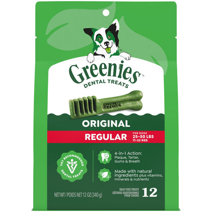 Greenies Original Flavor Natural Dental Dog Treats, Regular Size, 36 oz Pack, 36 Count