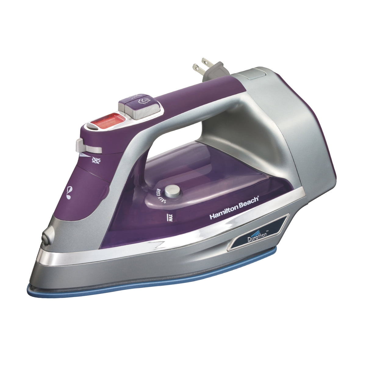 Hamilton Beach Durathon Digital Steam Iron for Clothes with Nonstick Soleplate, Retractable Cord, Anti-Drip, Auto Shut-Off, Digital Controls, 1700W, Silver