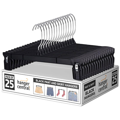 Hanger Central 100 Pack Black Plastic Pants And Skirt Hangers 12 inch