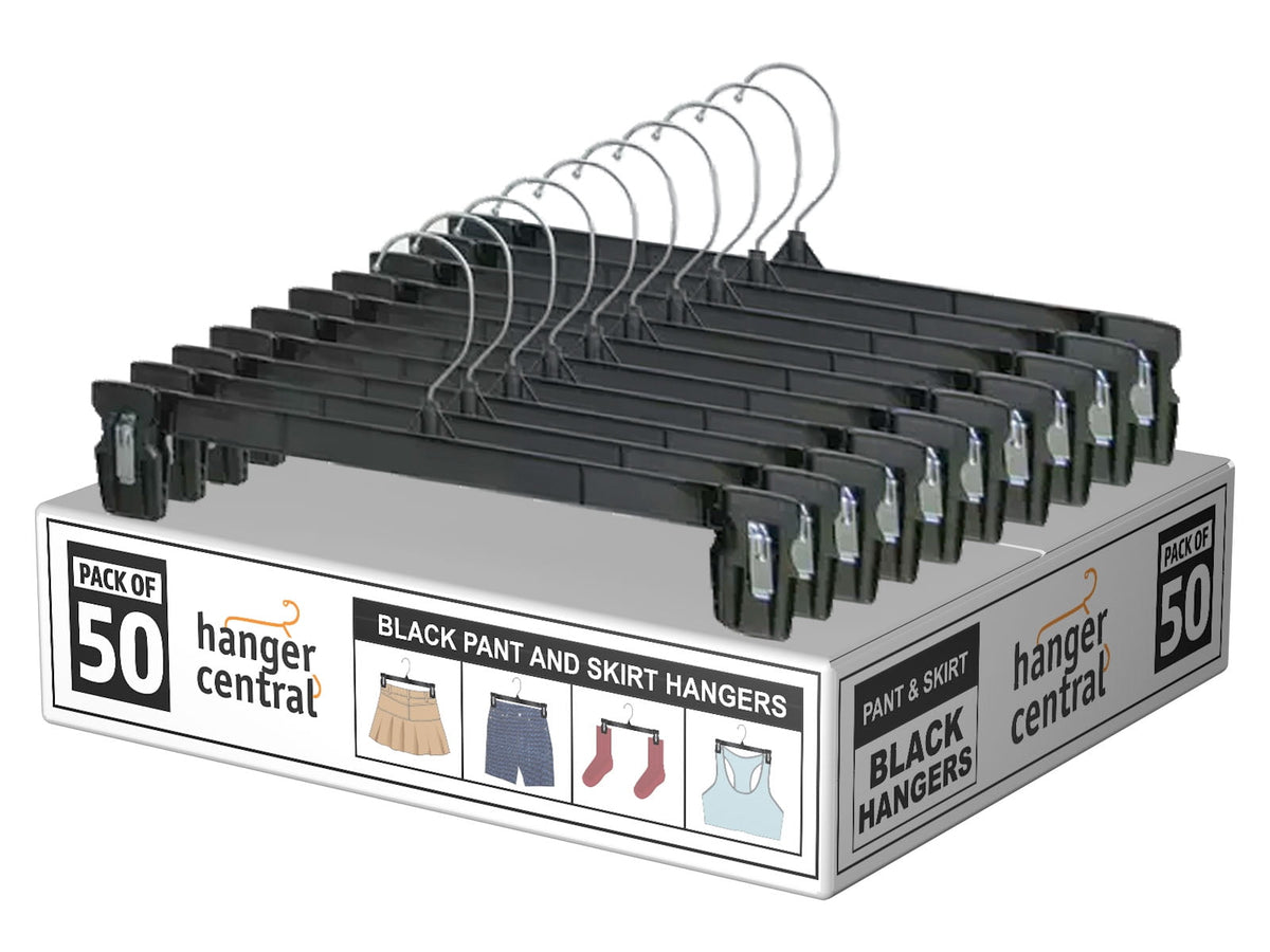 Hanger Central 100 Pack Black Plastic Pants And Skirt Hangers 12 inch