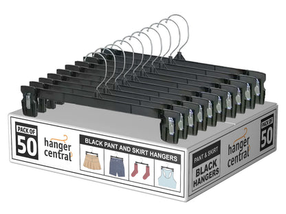 Hanger Central 100 Pack Black Plastic Pants And Skirt Hangers 12 inch