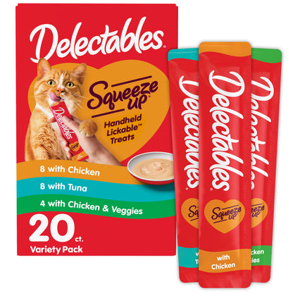 Hartz Delectables Squeeze up Lickable Wet Cat Treat Flavor Variety Pack, 0.5oz Tube (54 Count)