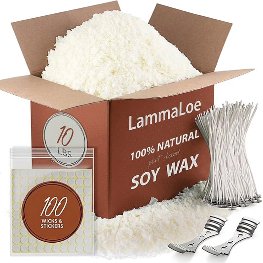 LammLoe Soy Candle Making Kit, 10 lbs Natural Soy Candle Wax Flakes with Accessories, Paraffin-Free Candle Making Supplies for Kids and Adults