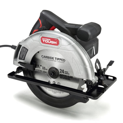 Hyper Tough 12 Amp 7-1/4 in Corded Circular Saw with Steel Shoe and Adjustable Bevel