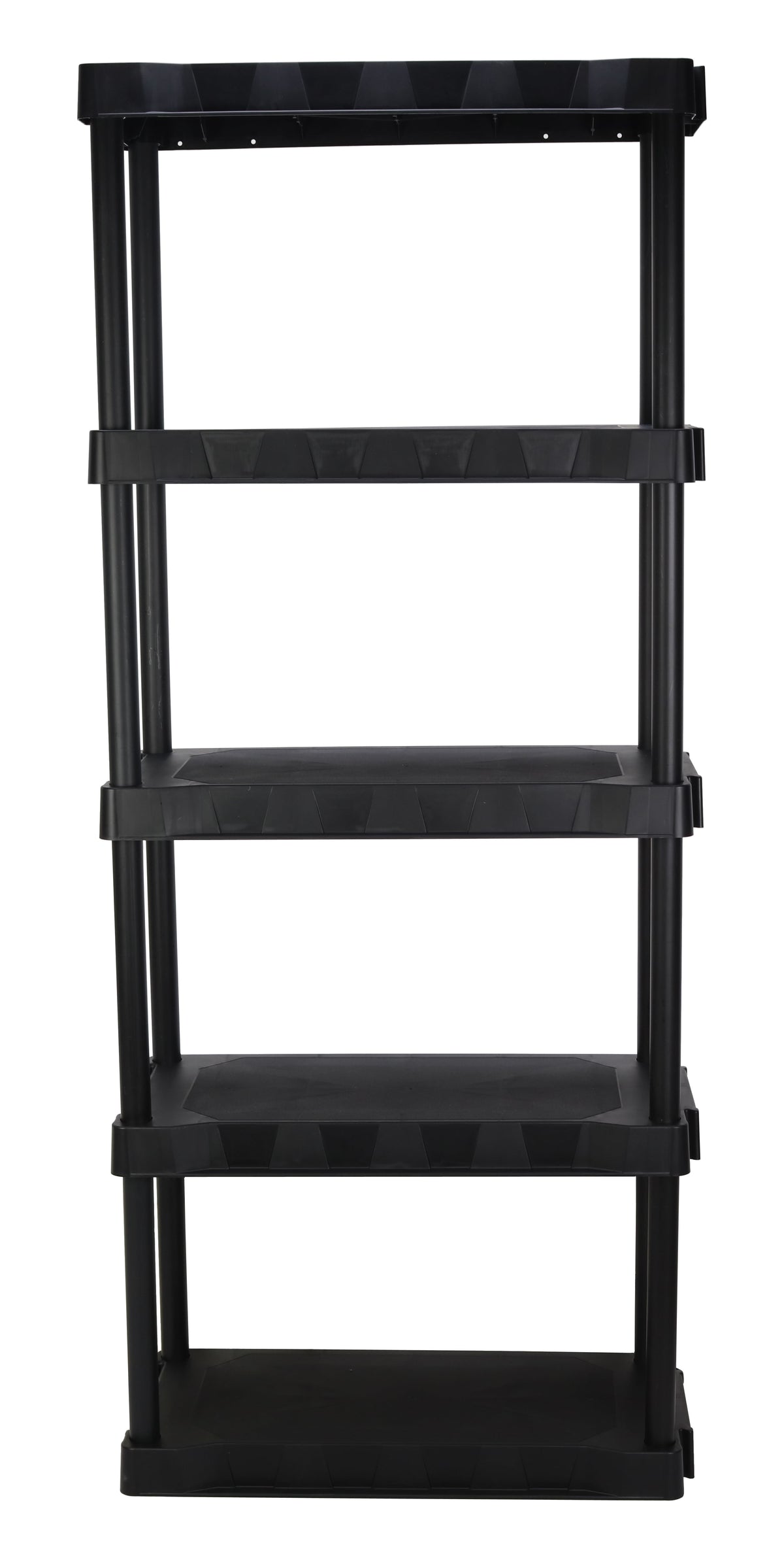 Hyper Tough 5-Tier Black Plastic Shelf Unit, 13.88 in D x 30 in W x 68.8 in H, 350 lb Capacity