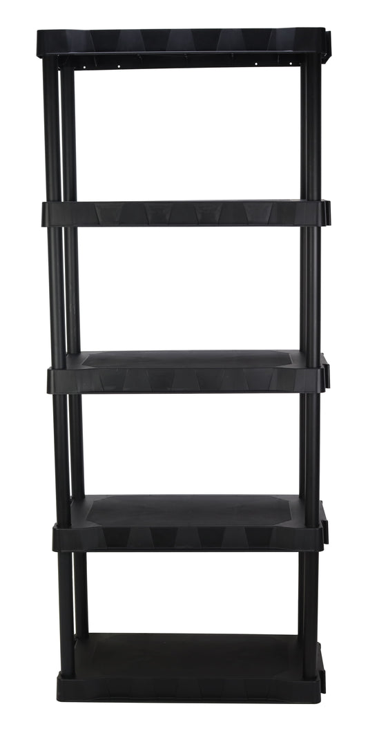 Hyper Tough 5-Tier Black Plastic Shelf Unit, 13.88 in D x 30 in W x 68.8 in H, 350 lb Capacity