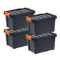 IRIS 5 Gallon Black Plastic Latching Storage Bin with Lid Tote, Plastic Storage Container with Lid, 4-Pack