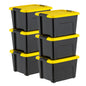 IRIS 60 Qt Black Plastic Storage Bin with Lid Tote, Plastic Storage Container with Lid, 6-Pack