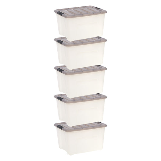 IRIS 40 Qt. Plastic Storage Bins with Lids, Stackable Storage Containers, Totes, 5 Pack
