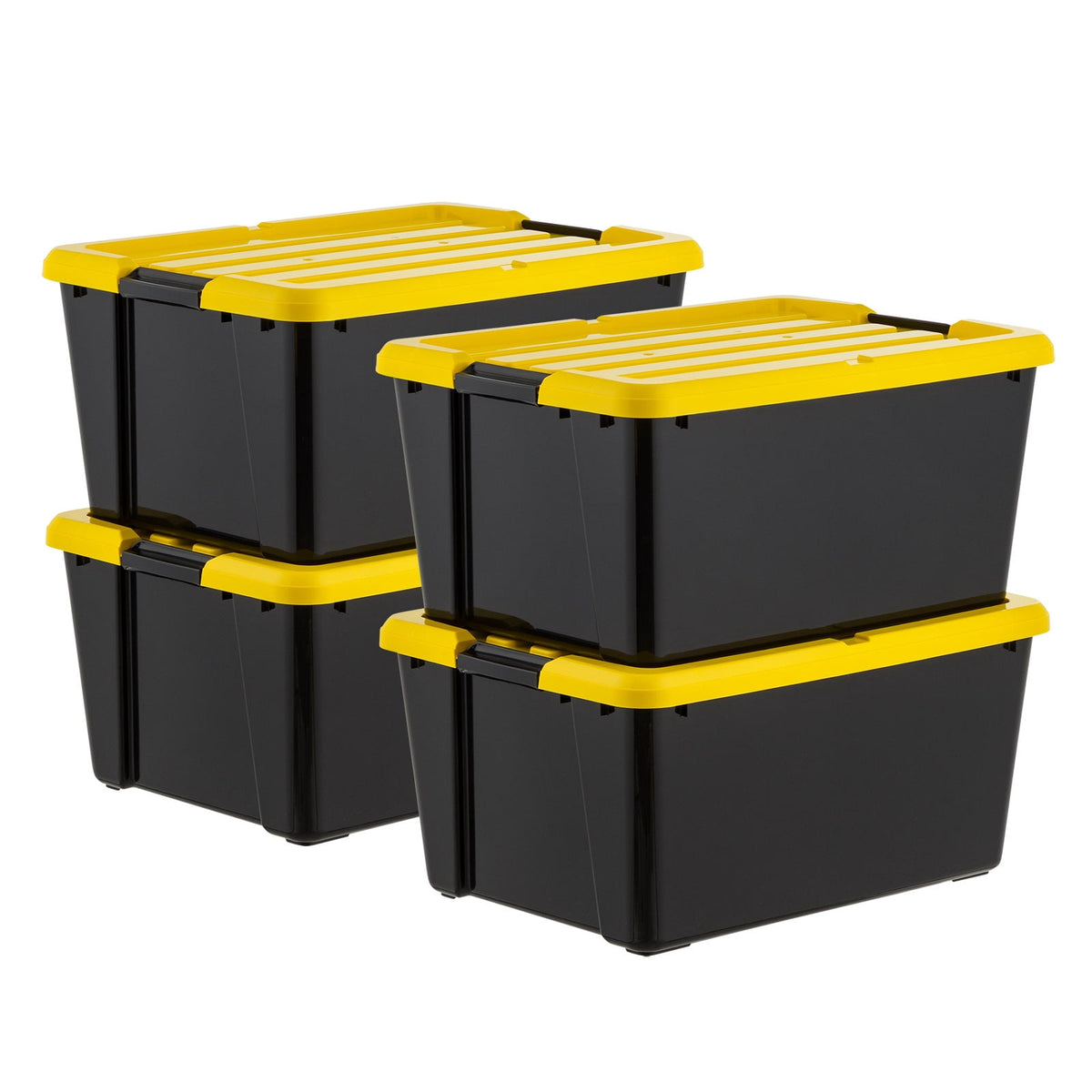 IRIS 60 Qt Black Plastic Storage Bin with Lid Tote, Plastic Storage Container with Lid, 6-Pack
