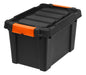 IRIS 5 Gallon Black Plastic Latching Storage Bin with Lid Tote, Plastic Storage Container with Lid, 4-Pack