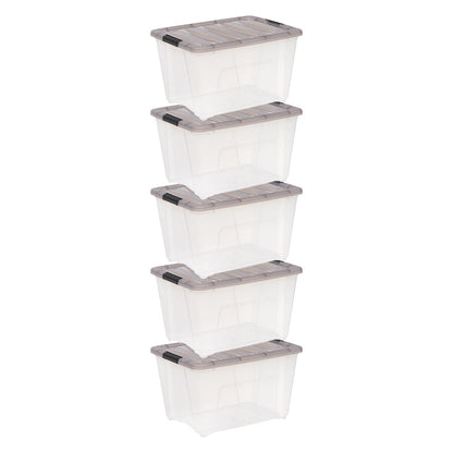 IRIS 40 Qt. Plastic Storage Bins with Lids, Stackable Storage Containers, Totes, 5 Pack