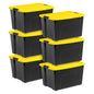 IRIS 60 Qt Black Plastic Storage Bin with Lid Tote, Plastic Storage Container with Lid, 6-Pack
