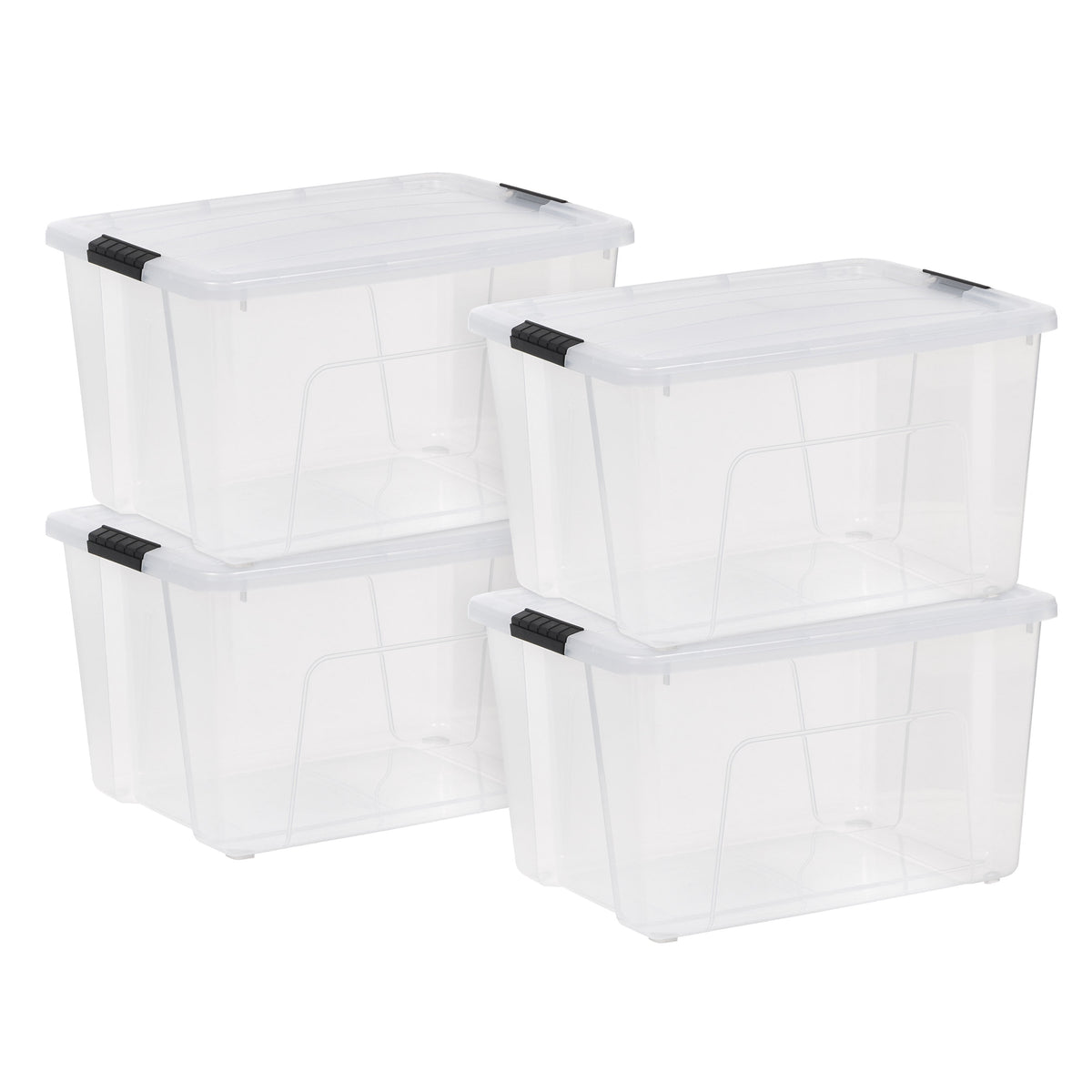 IRIS 60 Qt. Plastic Storage Bins with Lids, Stackable Storage Containers, Totes, 4 Pack