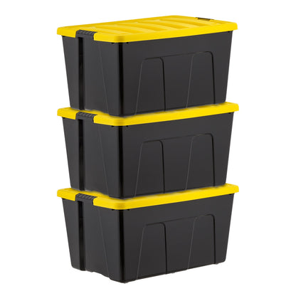 IRIS 60 Qt Black Plastic Storage Bin with Lid Tote, Plastic Storage Container with Lid, 6-Pack