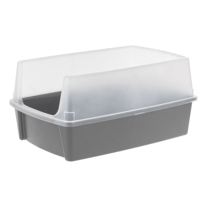 IRIS XXL Open-Top, Side Entry Cat Litter Box with High Sides, Easy to Clean for Big Cats, Gray