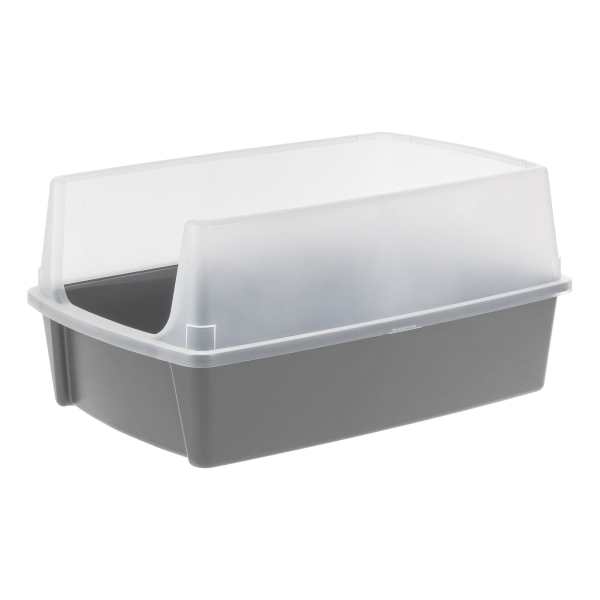 IRIS, XXL Open-Top Cat Litter Box with High Sides, Easy to Clean for Big Cats, Gray