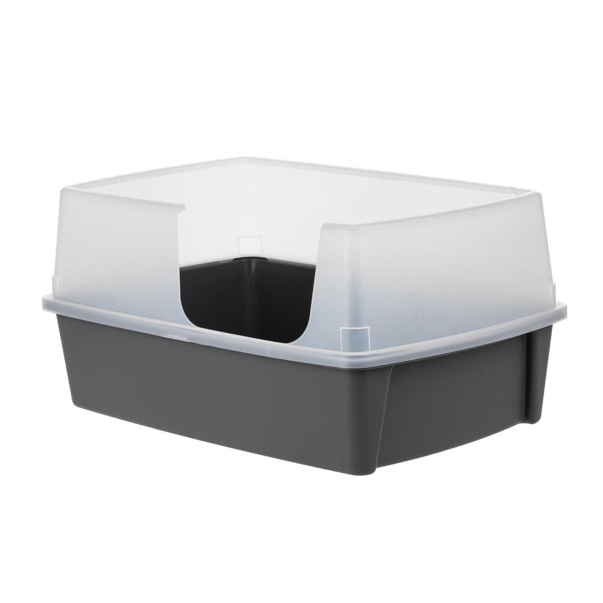 IRIS, XXL Open-Top Cat Litter Box with High Sides, Easy to Clean for Big Cats, Gray