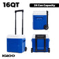 Igloo 16 QT Laguna Hard Side Ice Chest Cooler with Wheels, Aqua Blue