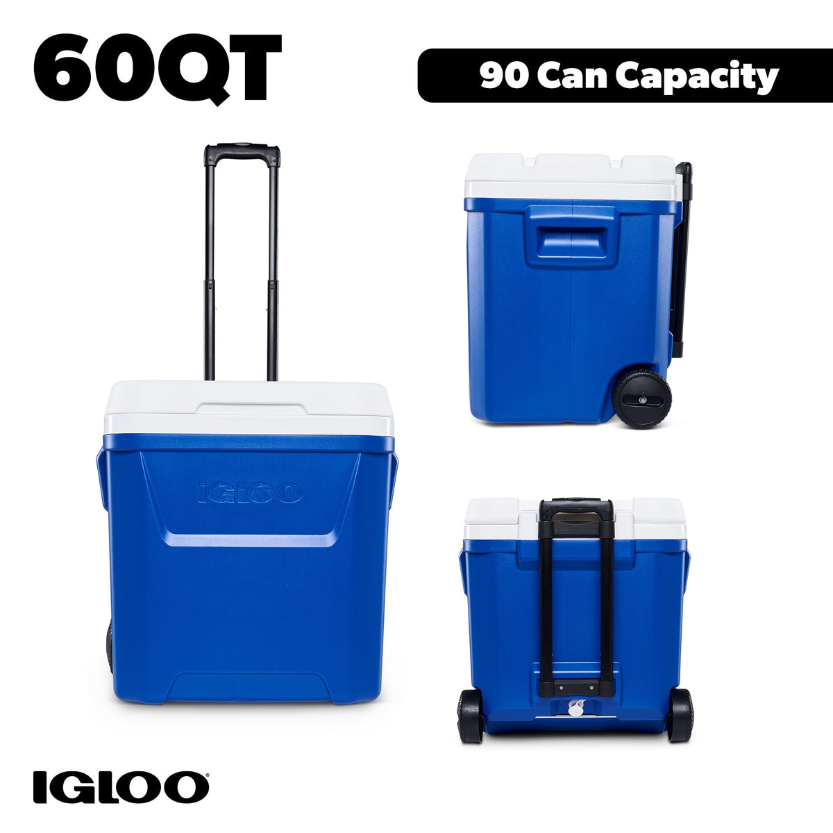 Igloo 60 QT Laguna Ice Chest Cooler with Wheels, Blue