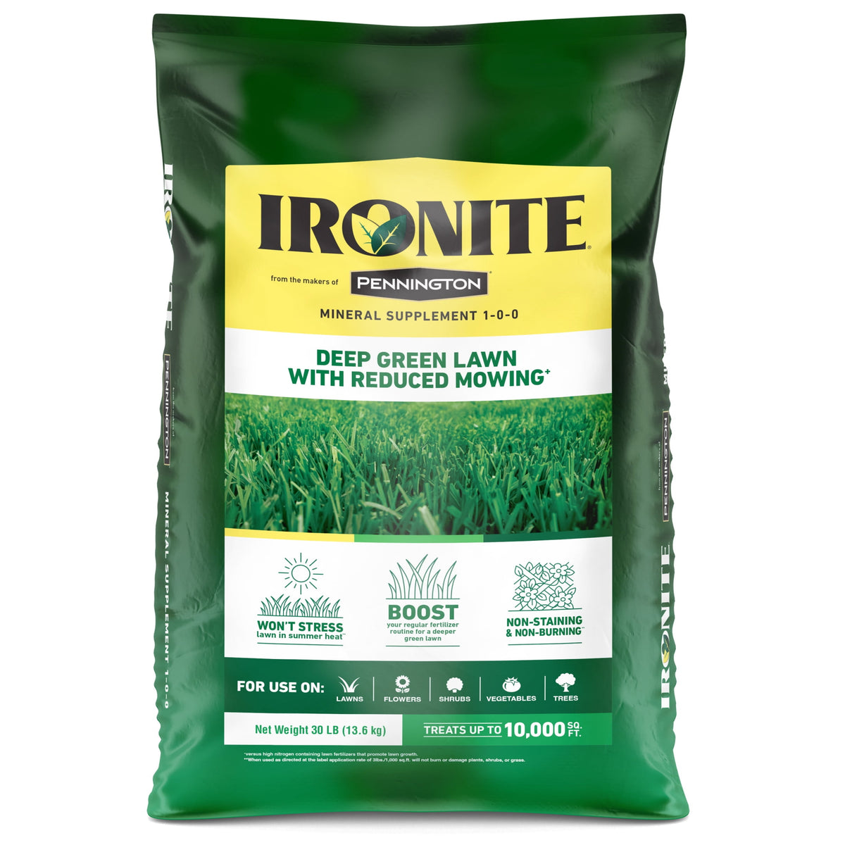 Ironite Mineral Supplement by Pennington, 1-0-0 Lawn Fertilizer, 30 lb.