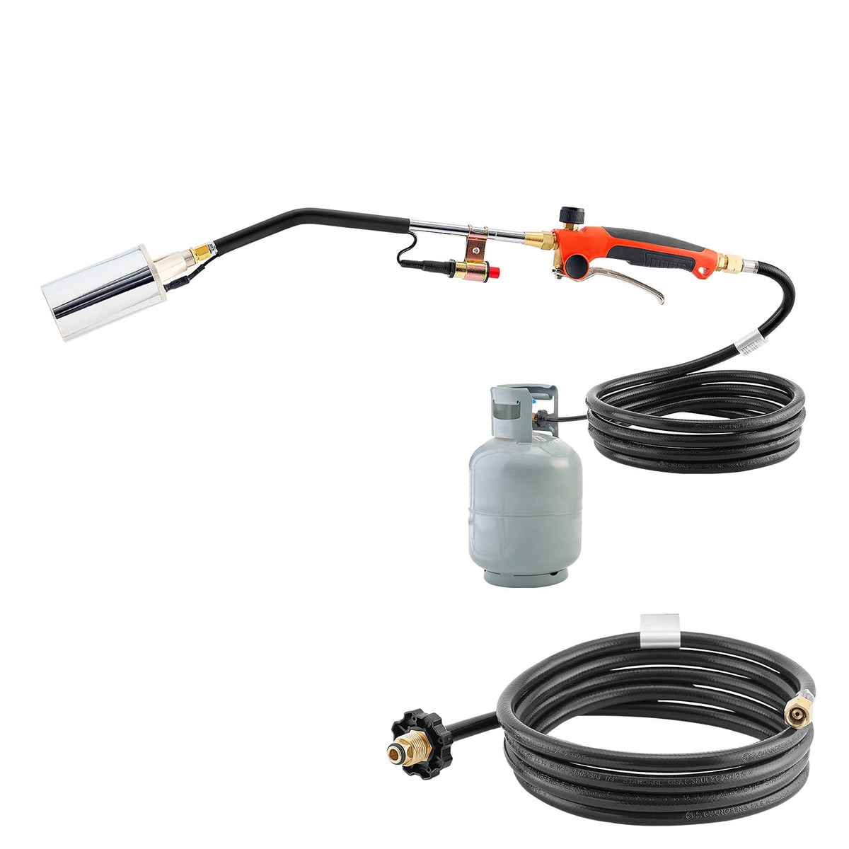 KFFKFF Propane Torch Weed Burner, 1,800,000 BTU Output with 10 ft Hose, Durable Blow Torch with Adjustable Flame and Turbo Trigger Ignition, for Garden, Ice, Snow, and Road Use