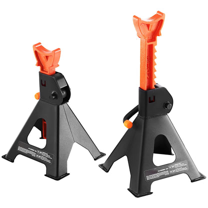 KFFKFF Jack Stand, 3 Ton (6,000 lbs) Load Bearing Car Support Props, 10.8-16.3 inch Variable Elevation, suitable for elevating SUV, Pickup Truck, Automobile and UTV/ATV, Red, Set of 2