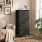 Kelno 5 Drawer Fabric Dresser Steel Frame Storage Chest Organizer with Wood Top, Rustic Brown