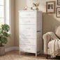 Kelno 5 Drawer Fabric Dresser Steel Frame Storage Chest Organizer with Wood Top, Rustic Brown