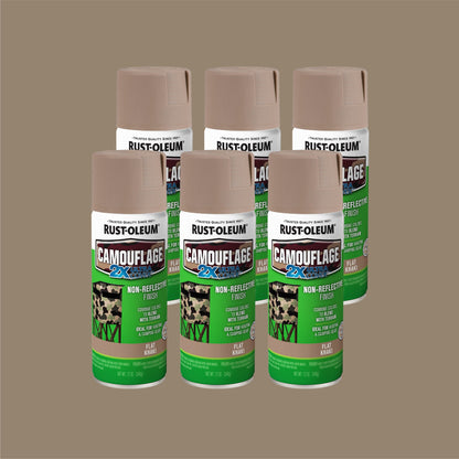 (6 pack) Sand, Rust-Oleum Camouflage 2X Ultra Cover Flat Spray Paint-339004, 12 oz