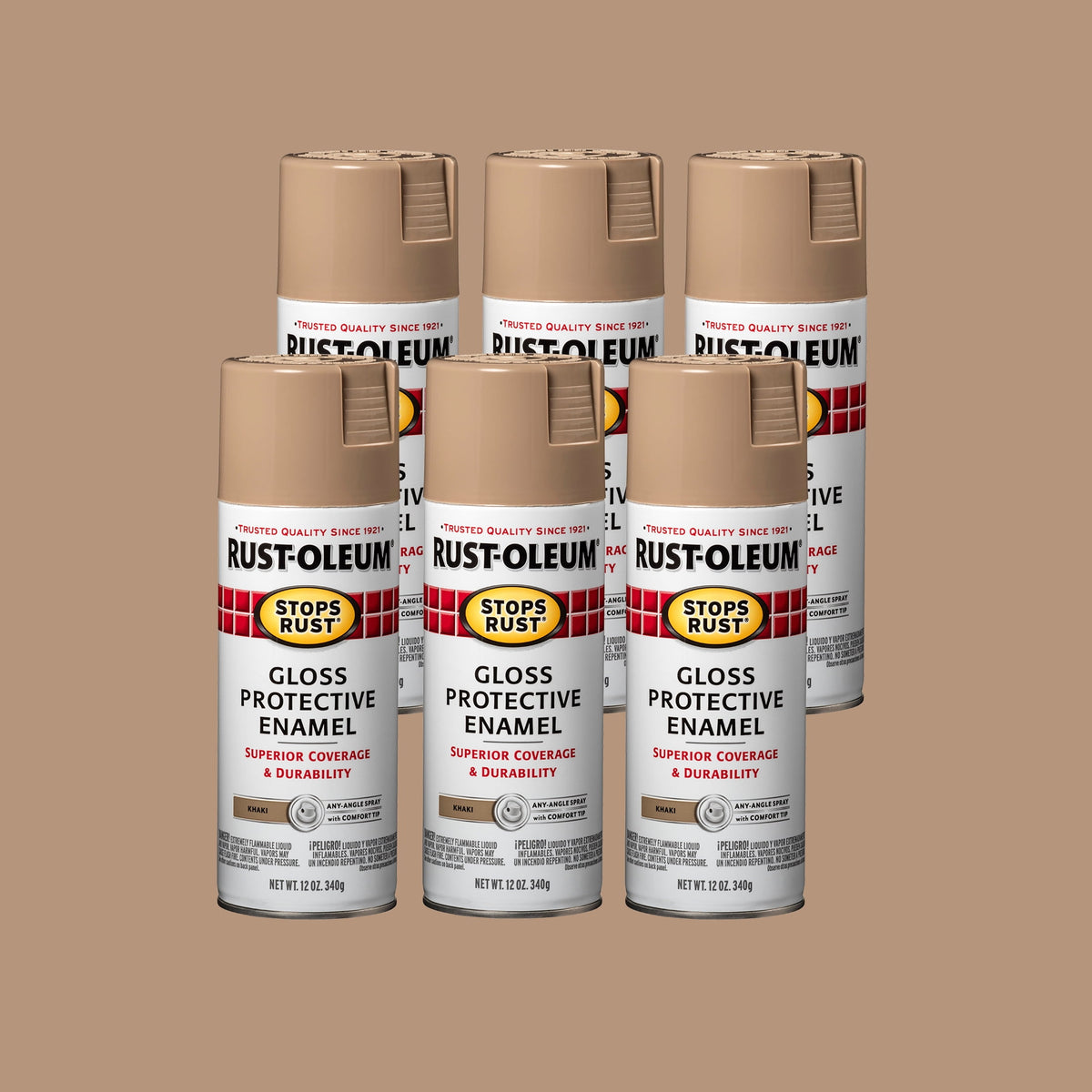 (6 pack) Orange, Rust-Oleum Stops Rust Protective Enamel Gloss Spray Paint-214084, 12 oz