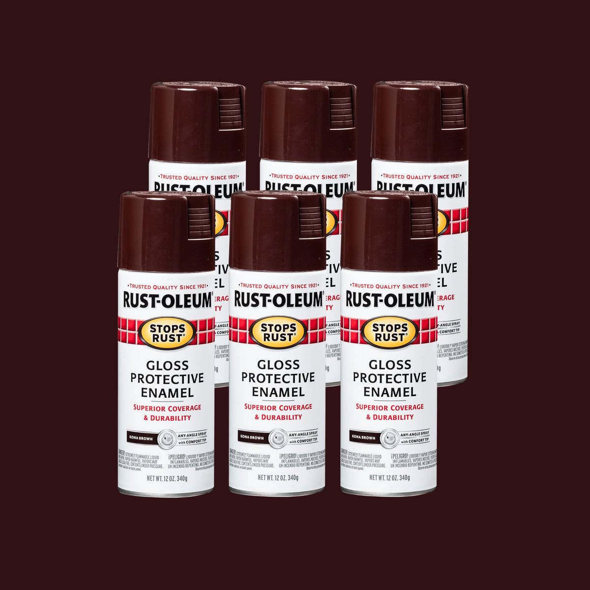 (6 pack) Orange, Rust-Oleum Stops Rust Protective Enamel Gloss Spray Paint-214084, 12 oz