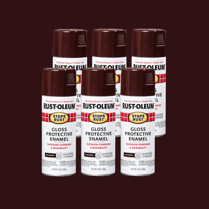 (6 pack) Orange, Rust-Oleum Stops Rust Protective Enamel Gloss Spray Paint-214084, 12 oz