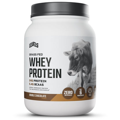 Levels Grass Fed Whey Protein Powder, No Artificials, 24g of Protein, Double Chocolate, 1.48 lbs