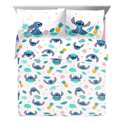 Lilo & Stitch Island Vibes 4-Piece Queen Sheet Set, Polyester, Multicolor, Disney