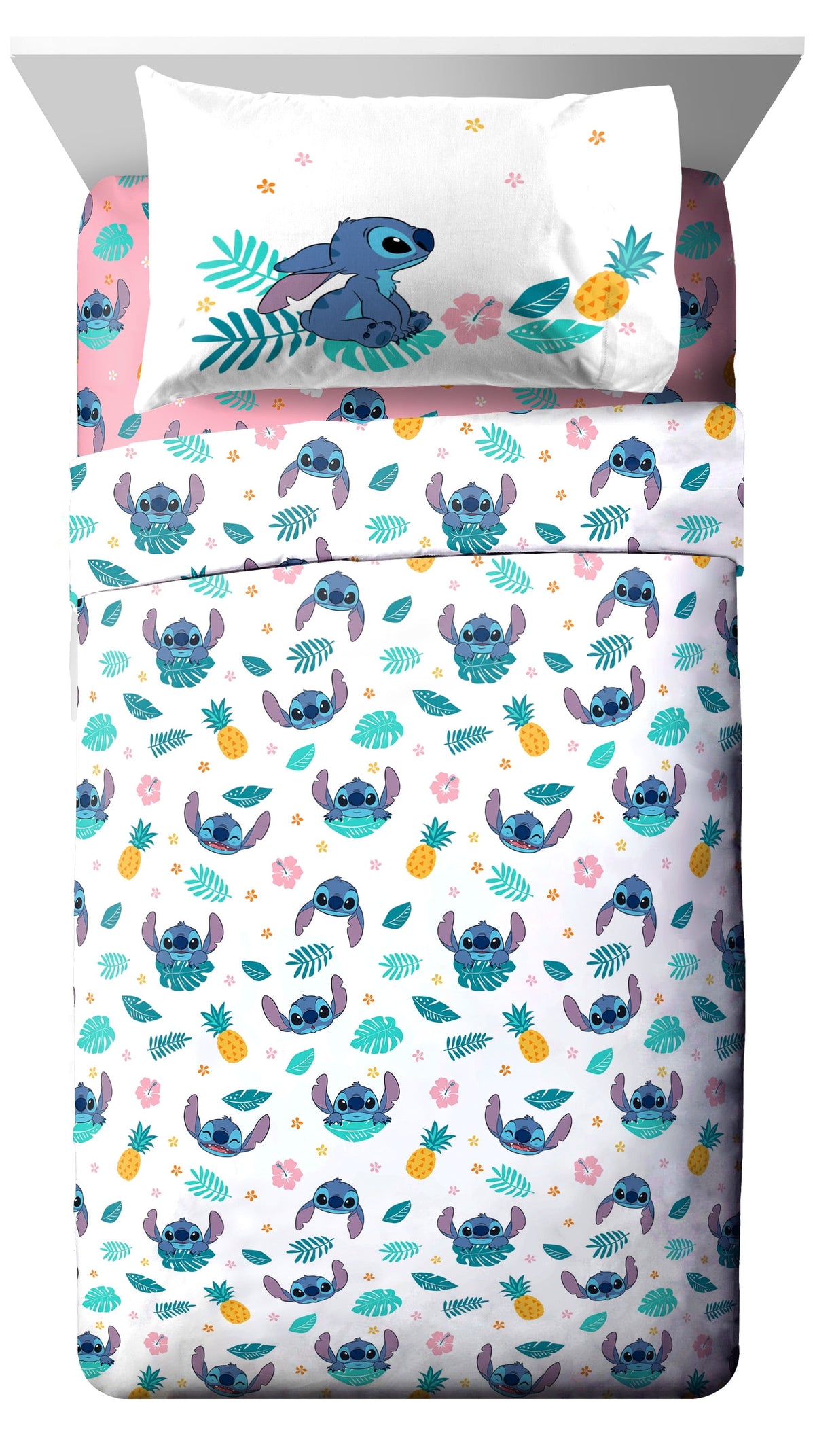 Lilo & Stitch Island Vibes 4-Piece Queen Sheet Set, Polyester, Multicolor, Disney