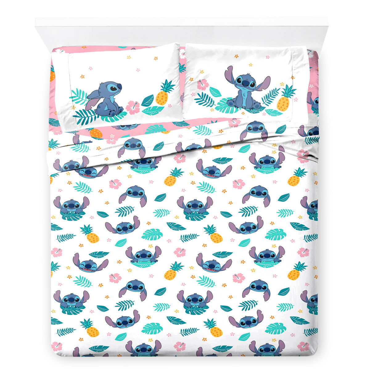 Lilo & Stitch Island Vibes 4-Piece Queen Sheet Set, Polyester, Multicolor, Disney