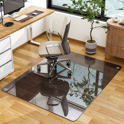 Lumora 36.1" x 46" Heavy Duty Hard Tempered Glass Mat Glass Chair Mat,Clear