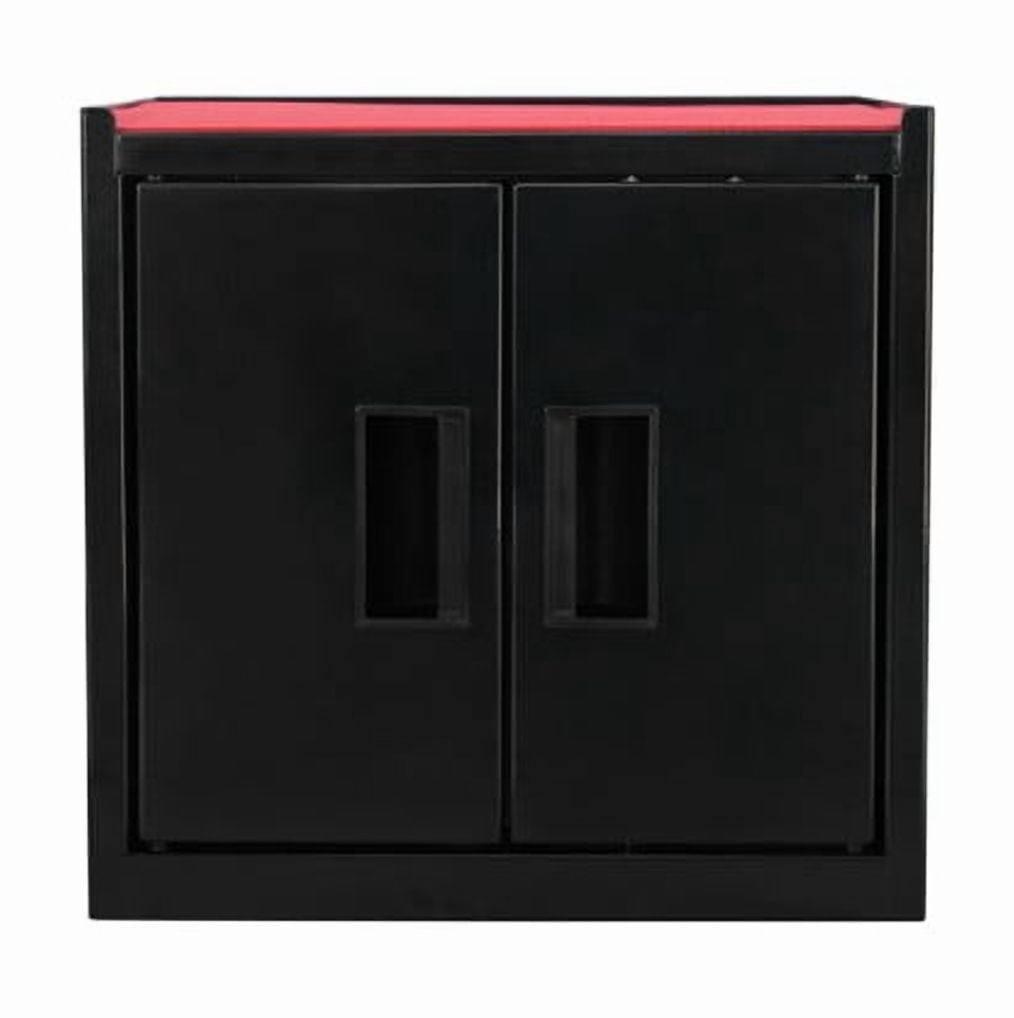 Hyper Tough Mini Tool Cabinet, 11.6 in, Steel, Black, Double Doors, Non-Slip Top Mat