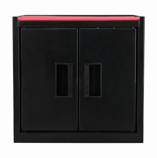 Hyper Tough Mini Tool Cabinet, 11.6 in, Steel, Black, Double Doors, Non-Slip Top Mat