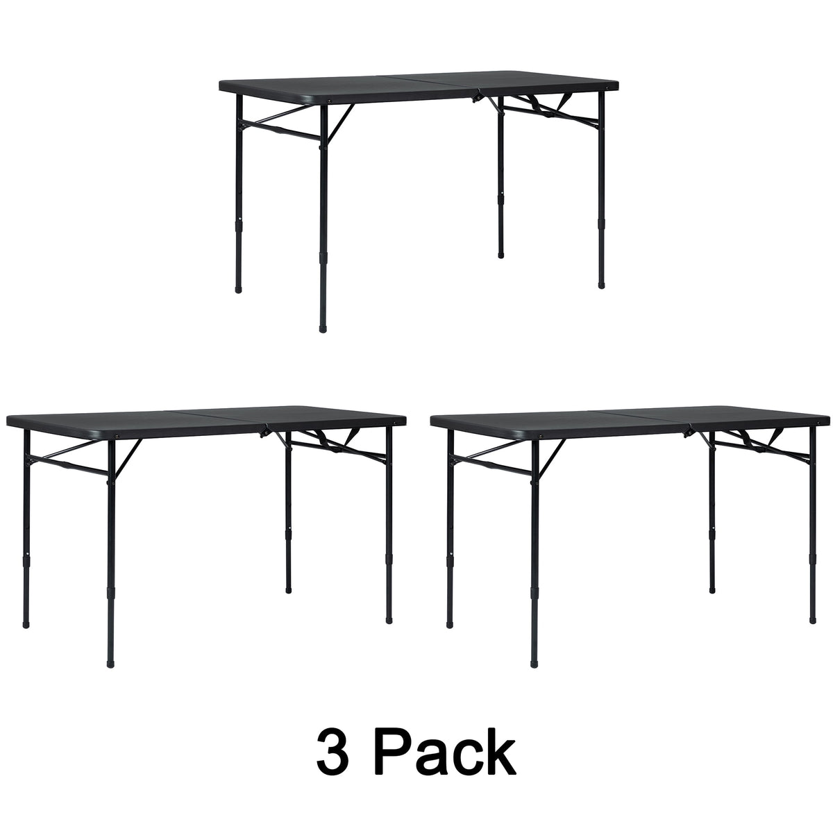 Mainstays 4 ft Adjustable Height Fold-in-Half Centerfold Folding Table, White