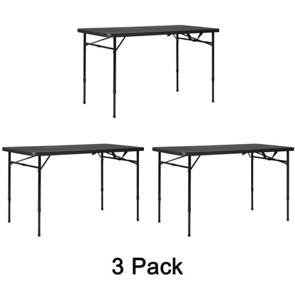 Mainstays 4 ft Adjustable Height Fold-in-Half Centerfold Folding Table, White