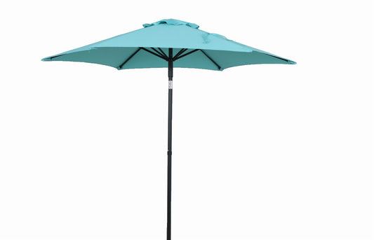 Mainstays 7.5ft Round Market Outdoor Umbrella with Push-Up Lift and 3-Angle Tilt in Aqua