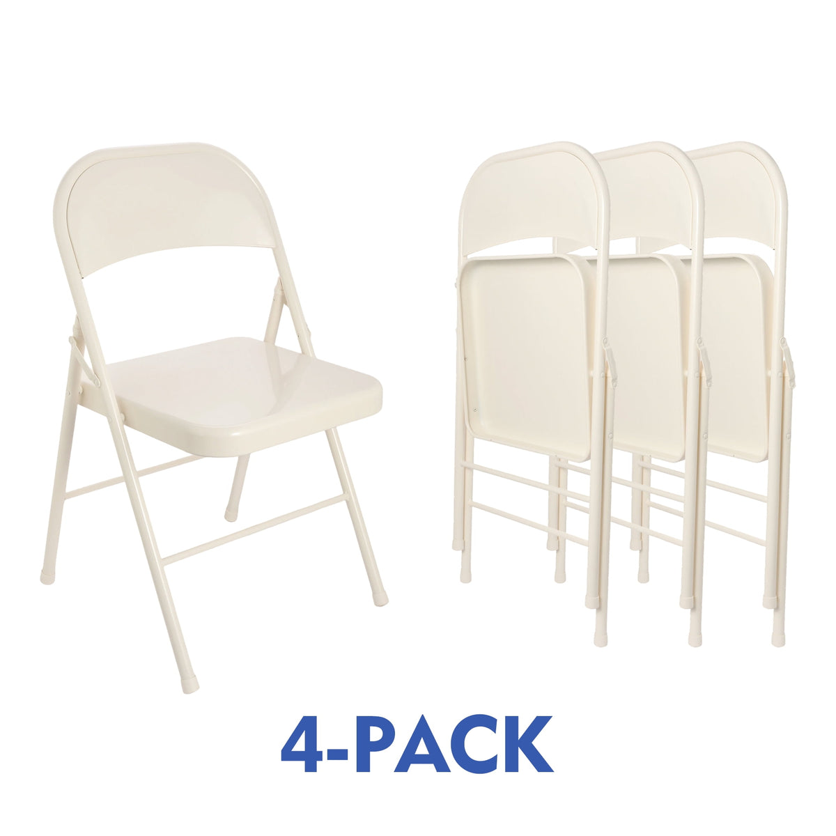 Mainstays All-Steel Metal Folding Chair, Beige, Set of 4