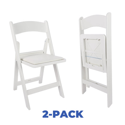 Mainstays Banquet Padded Resin Folding Chair, White, Set of 2
