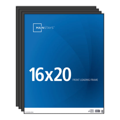 Mainstays 16 x 20 Black Front-Loading Picture Frame, Set of 4