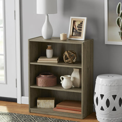 Mainstays 3-Shelf Bookcase with Adjustable Shelves, True Black Oak